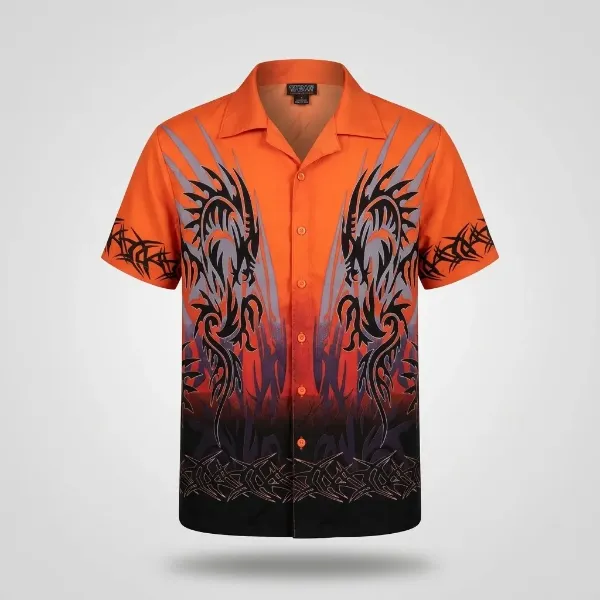 URBAN – Chemise Dragon Tribal Orange