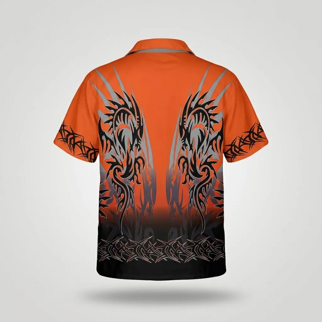 URBAN – Chemise Dragon Tribal Orange