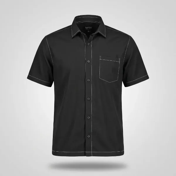 MAN – Chemise Contrast Stitch Noir